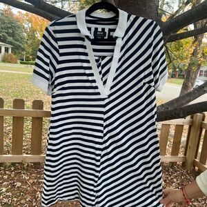 Anthropologie Maeve Black and White Striped Dress MED